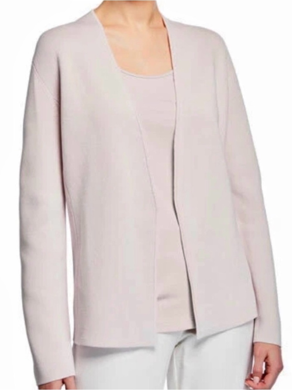 Eileen Fisher Silk Open Front Long Sleeve Shaped Cardigan XL Minimalist